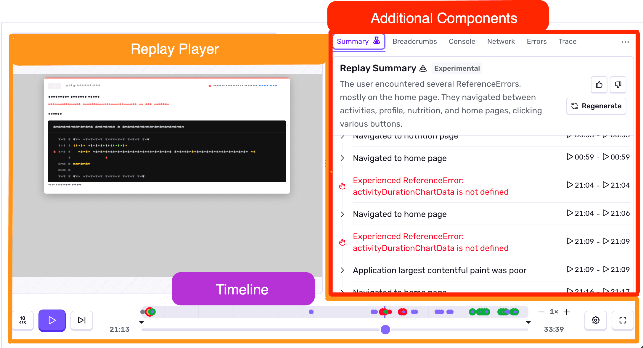 Session Replay details user interface
